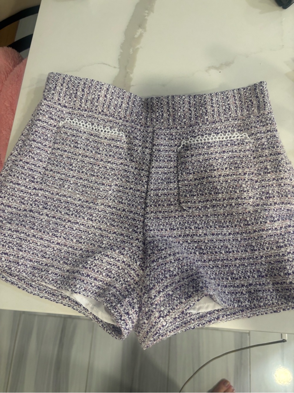 Janie and Jack Lavender Tweed Shorts with Lace Trim never used without tag girls